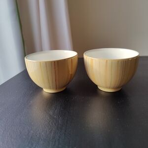 2 Individual dipping bowls | Denby stoneware 🇬🇧 | Caramel Stripes pattern |